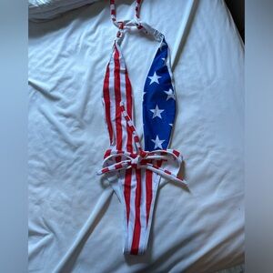 American flag bathing suit NWT size Medium tie around waist and neck